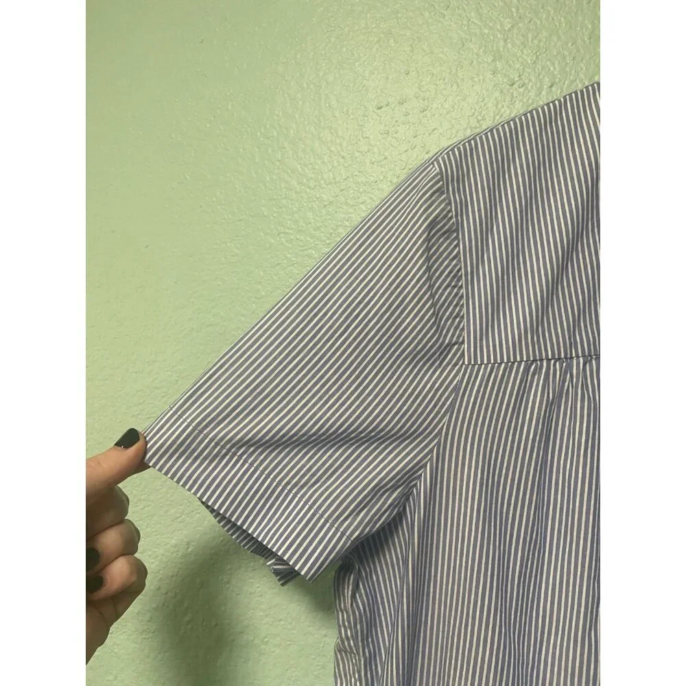 Kate Spade x Broome Street Women's Blue & White Stripe Poplin‎ Swing Dress XL